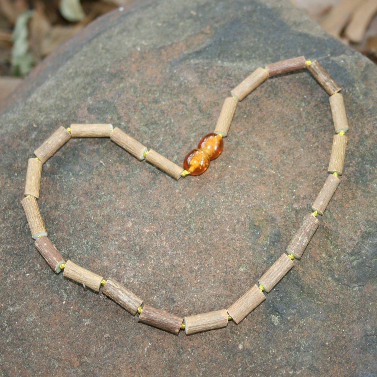 All Hazelwood Necklace, Bracelet, or Anklet, - Any Style, Any Length (children and adult sizes) - necklace / bracelet on rock background - Hazelwood variation safety clasp or screw clasp
