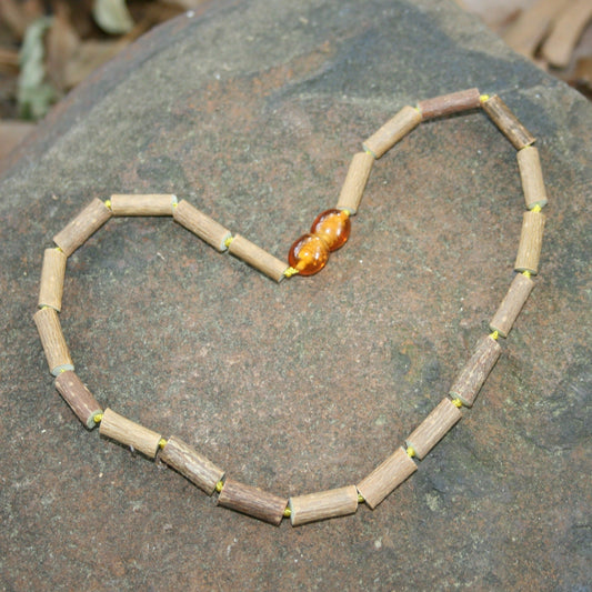 All Hazelwood Necklace, Bracelet, or Anklet, - Any Style, Any Length (children and adult sizes) - necklace / bracelet on rock background - Hazelwood variation safety clasp or screw clasp