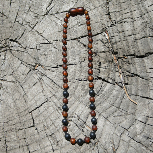 Shungite and Cognac Unpolished Baltic Amber Necklace, Anklet, or Bracelet