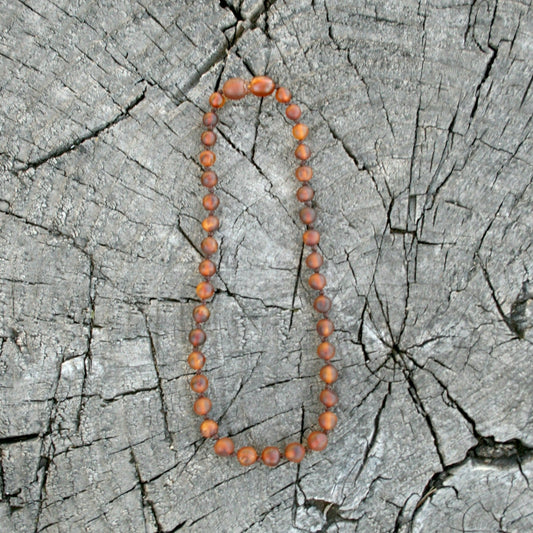 Cognac Round Unpolished Baltic Amber Necklace, Anklet, or Bracelet