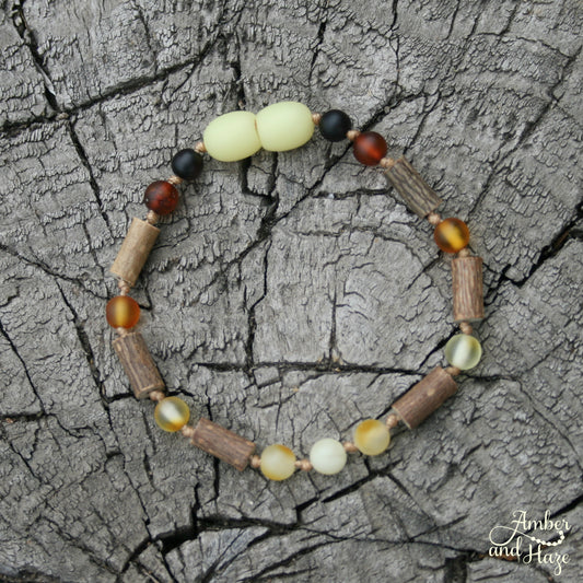 Hazelwood Bracelet with Sunrise Style Baltic Amber 6"
