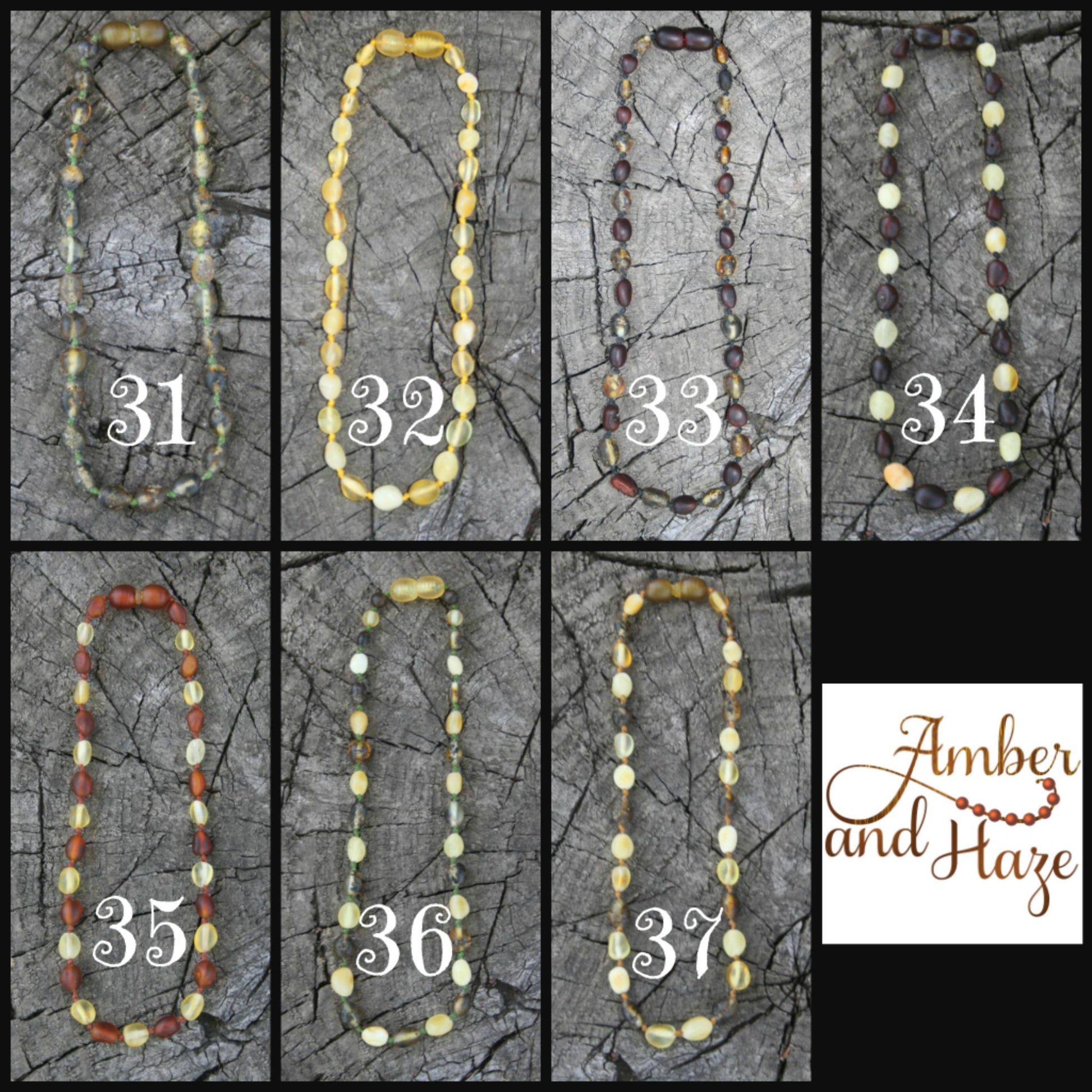 Picture is with multiple variations colored amber-Baltic Amber Trach Chain, Healing Jewelry, Unpolished & Raw, Trach Strap, Trach Holder (baltic amber variation bracelet / necklace  on wooden background)
