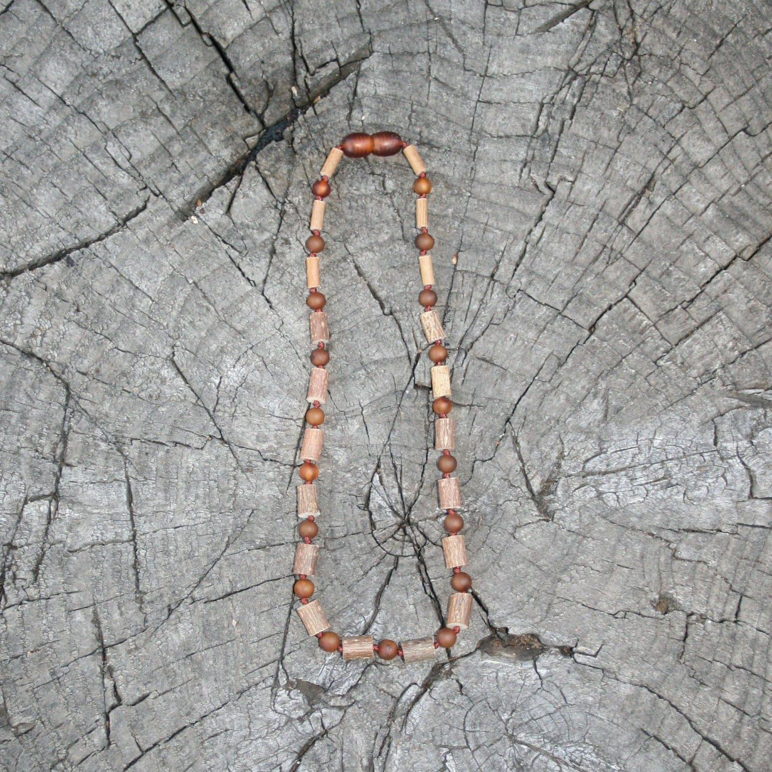 This picture is with hazelwood and cognac colored amber.  (Jewelry on wooden background)