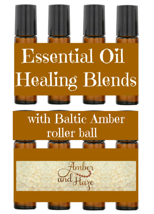 This listing is for any of our special essential oil blends in 10ml roller bottles with the Baltic amber roller ball. These roller balls are made out of 100% raw milky colored Baltic amber.