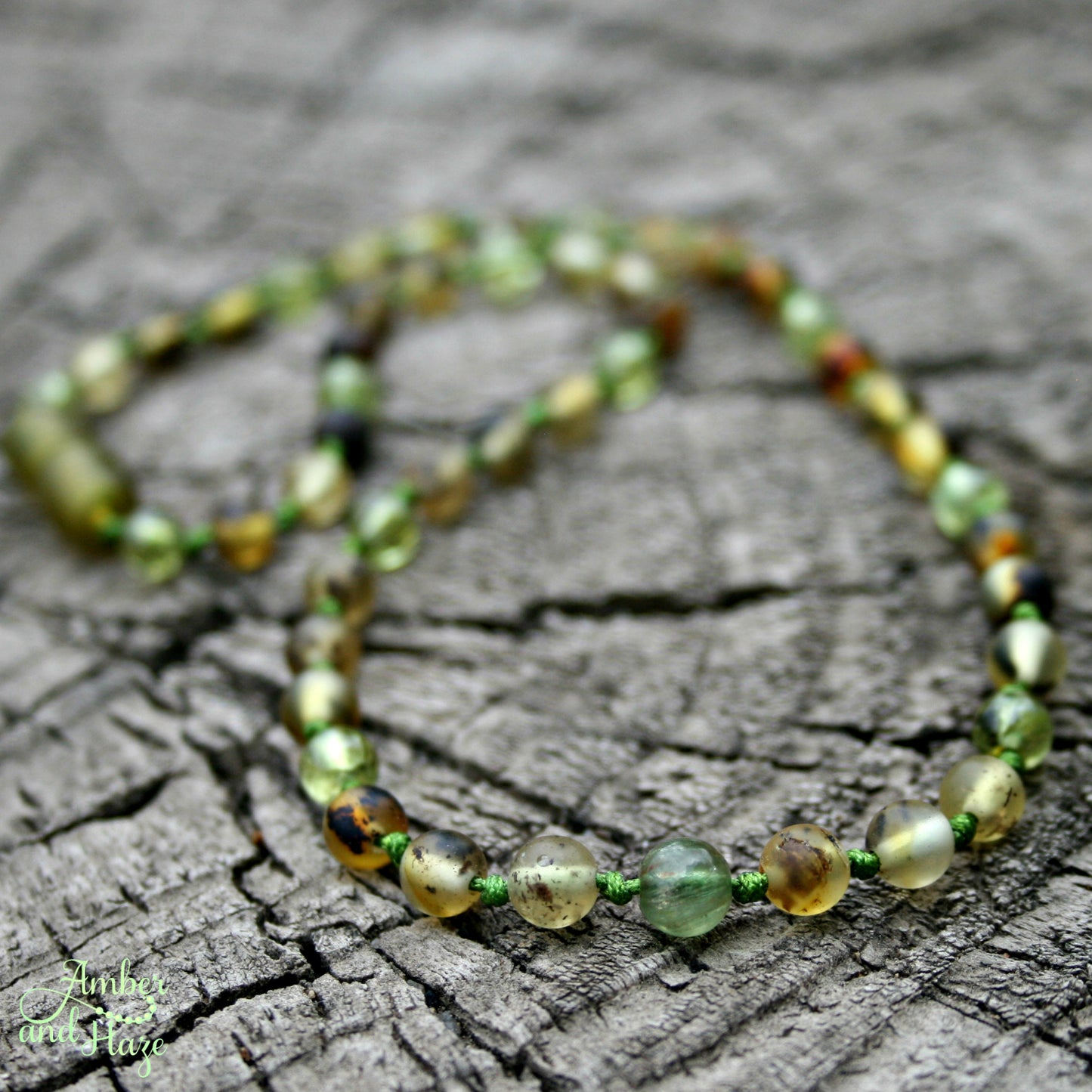 Peridot and Green Baltic Amber Necklace- 5 lengths to choose from