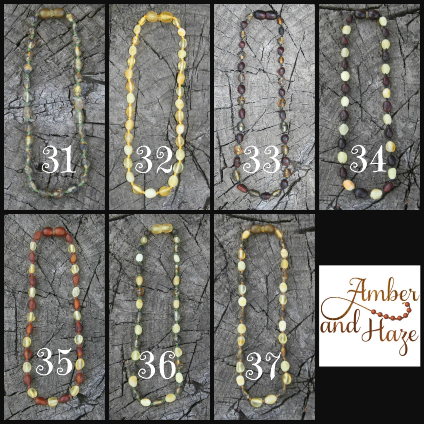 Picture is with multiple variations colored amber-Baltic Amber Trach Chain, Healing Jewelry, Unpolished & Raw, Trach Strap, Trach Holder (baltic amber variation bracelet / necklace  on wooden background)  