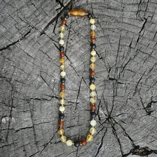Multicolored Round Unpolished Baltic Amber Necklace, Anklet, or Bracelet