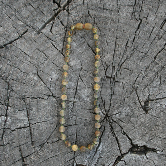 Green Round Unpolished Baltic Amber Necklace, Anklet, or Bracelet