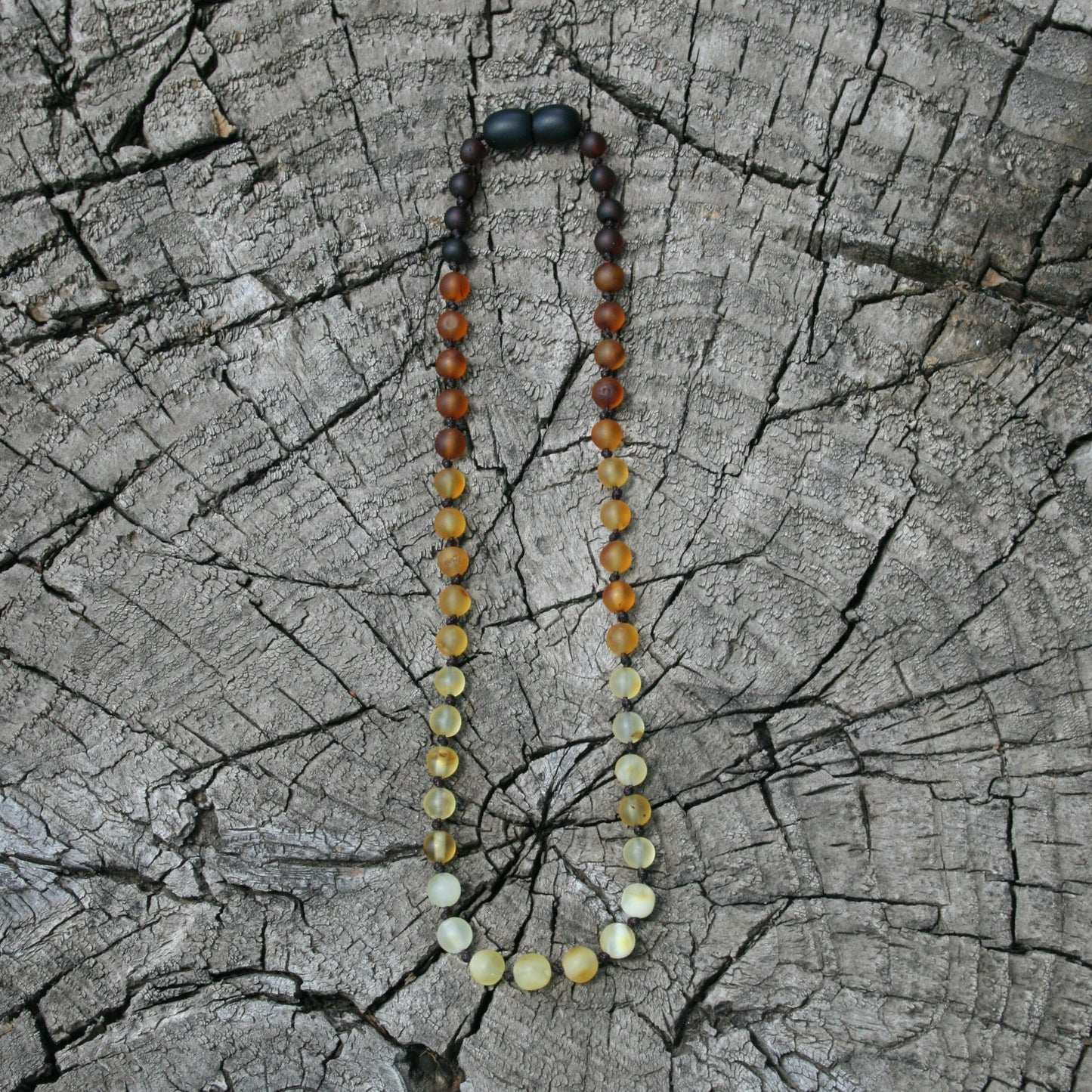Reverse Ombre Round Unpolished Baltic Amber Necklace, Anklet, or Bracelet
